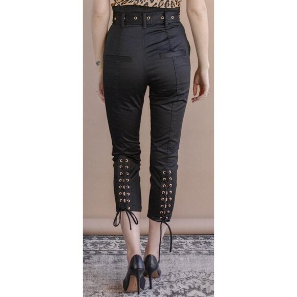 New Marissa Webb Black  Gia Twill High Rise Belted Pants - Picture 2 of 12